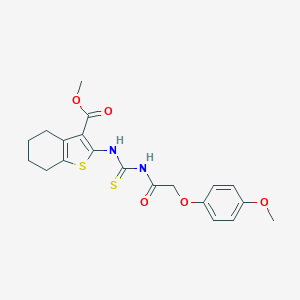 molecular formula C20H22N2O5S2 B320354 Methyl 2-({[(4-methoxyphenoxy)acetyl]carbamothioyl}amino)-4,5,6,7-tetrahydro-1-benzothiophene-3-carboxylate 