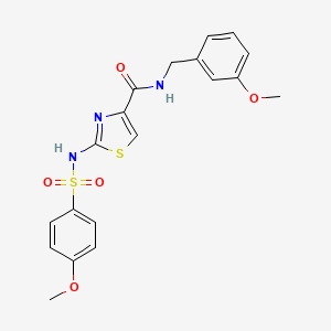 molecular formula C19H19N3O5S2 B3203553 N-(3-methoxybenzyl)-2-(4-methoxyphenylsulfonamido)thiazole-4-carboxamide CAS No. 1021260-34-3