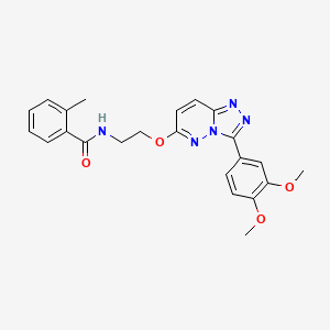 molecular formula C23H23N5O4 B3203579 N-(2-((3-(3,4-dimethoxyphenyl)-[1,2,4]triazolo[4,3-b]pyridazin-6-yl)oxy)ethyl)-2-methylbenzamide CAS No. 1021261-60-8