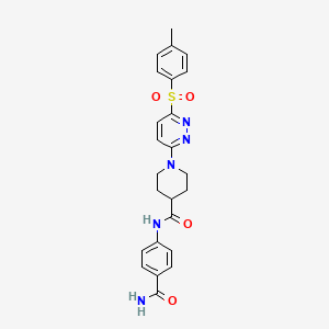 molecular formula C24H25N5O4S B3203584 N-(4-carbamoylphenyl)-1-(6-tosylpyridazin-3-yl)piperidine-4-carboxamide CAS No. 1021261-63-1