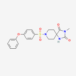 molecular formula C20H21N3O5S B3203586 3-Methyl-8-((4-phenoxyphenyl)sulfonyl)-1,3,8-triazaspiro[4.5]decane-2,4-dione CAS No. 1021262-15-6
