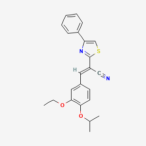 molecular formula C23H22N2O2S B3203595 (E)-3-(3-ethoxy-4-isopropoxyphenyl)-2-(4-phenylthiazol-2-yl)acrylonitrile CAS No. 1021262-32-7