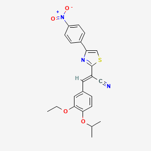 molecular formula C23H21N3O4S B3203603 (E)-3-(3-ethoxy-4-isopropoxyphenyl)-2-(4-(4-nitrophenyl)thiazol-2-yl)acrylonitrile CAS No. 1021262-33-8