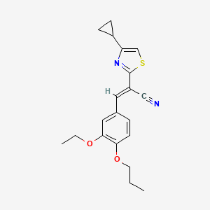 molecular formula C20H22N2O2S B3203616 (E)-2-(4-cyclopropylthiazol-2-yl)-3-(3-ethoxy-4-propoxyphenyl)acrylonitrile CAS No. 1021262-48-5
