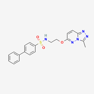 molecular formula C20H19N5O3S B3203625 N-(2-((3-methyl-[1,2,4]triazolo[4,3-b]pyridazin-6-yl)oxy)ethyl)-[1,1'-biphenyl]-4-sulfonamide CAS No. 1021263-28-4