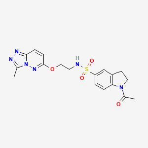 molecular formula C18H20N6O4S B3203626 1-acetyl-N-(2-((3-methyl-[1,2,4]triazolo[4,3-b]pyridazin-6-yl)oxy)ethyl)indoline-5-sulfonamide CAS No. 1021263-47-7