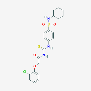 molecular formula C21H24ClN3O4S2 B320363 2-(2-chlorophenoxy)-N-{[4-(cyclohexylsulfamoyl)phenyl]carbamothioyl}acetamide 