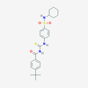 molecular formula C24H31N3O3S2 B320365 4-tert-butyl-N-{[4-(cyclohexylsulfamoyl)phenyl]carbamothioyl}benzamide 
