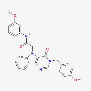 molecular formula C27H24N4O4 B3203653 2-(3-(4-methoxybenzyl)-4-oxo-3H-pyrimido[5,4-b]indol-5(4H)-yl)-N-(3-methoxyphenyl)acetamide CAS No. 1021263-97-7