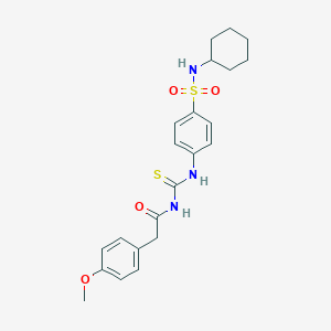 molecular formula C22H27N3O4S2 B320367 N-cyclohexyl-4-[({[(4-methoxyphenyl)acetyl]amino}carbothioyl)amino]benzenesulfonamide 