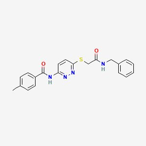 molecular formula C21H20N4O2S B3203687 N-(6-((2-(benzylamino)-2-oxoethyl)thio)pyridazin-3-yl)-4-methylbenzamide CAS No. 1021264-76-5