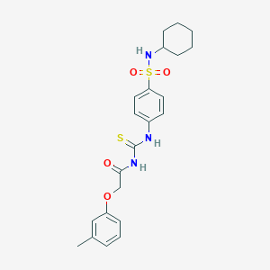 N-cyclohexyl-4-[({[(3-methylphenoxy)acetyl]amino}carbothioyl)amino]benzenesulfonamide