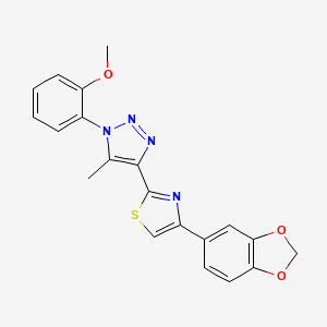 molecular formula C20H16N4O3S B3203718 4-[4-(1,3-benzodioxol-5-yl)-1,3-thiazol-2-yl]-1-(2-methoxyphenyl)-5-methyl-1H-1,2,3-triazole CAS No. 1021265-38-2