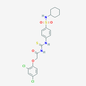 molecular formula C21H23Cl2N3O4S2 B320372 N-{[4-(cyclohexylsulfamoyl)phenyl]carbamothioyl}-2-(2,4-dichlorophenoxy)acetamide 