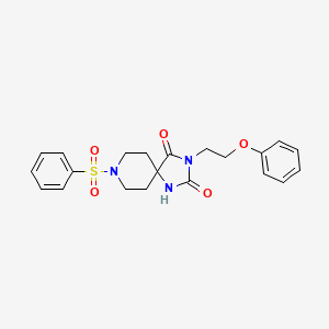 molecular formula C21H23N3O5S B3203725 3-(2-Phenoxyethyl)-8-(phenylsulfonyl)-1,3,8-triazaspiro[4.5]decane-2,4-dione CAS No. 1021265-50-8