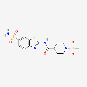 molecular formula C14H18N4O5S3 B3203729 1-(methylsulfonyl)-N-(6-sulfamoylbenzo[d]thiazol-2-yl)piperidine-4-carboxamide CAS No. 1021265-62-2