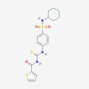 molecular formula C18H21N3O3S3 B320373 N-[({4-[(cyclohexylamino)sulfonyl]phenyl}amino)carbonothioyl]-2-thiophenecarboxamide 