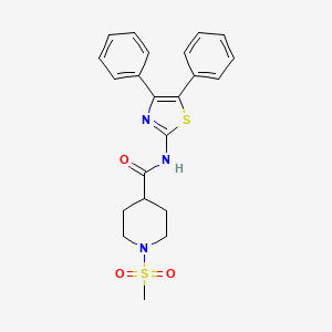 molecular formula C22H23N3O3S2 B3203734 N-(4,5-diphenylthiazol-2-yl)-1-(methylsulfonyl)piperidine-4-carboxamide CAS No. 1021265-67-7