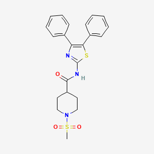 molecular formula C22H23N3O3S2 B3203734 N-(4,5-diphenyl-1,3-thiazol-2-yl)-1-methanesulfonylpiperidine-4-carboxamide CAS No. 1021265-67-7