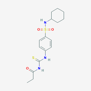 molecular formula C16H23N3O3S2 B320374 N-cyclohexyl-4-{[(propionylamino)carbothioyl]amino}benzenesulfonamide 