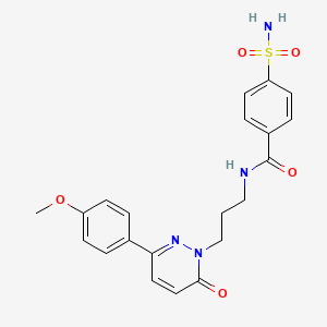 molecular formula C21H22N4O5S B3203745 N-(3-(3-(4-methoxyphenyl)-6-oxopyridazin-1(6H)-yl)propyl)-4-sulfamoylbenzamide CAS No. 1021266-35-2