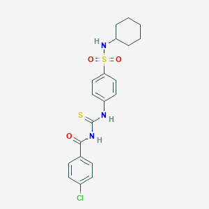 molecular formula C20H22ClN3O3S2 B320375 4-chloro-N-{[4-(cyclohexylsulfamoyl)phenyl]carbamothioyl}benzamide 