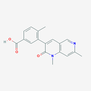 molecular formula C18H16N2O3 B3203778 3-(1,7-Dimethyl-2-oxo-1,2-dihydro-1,6-naphthyridin-3-yl)-4-methylbenzoic acid CAS No. 1021535-38-5