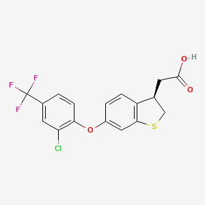molecular formula C17H12ClF3O3S B3203853 (R)-2-(6-(2-Chloro-4-(trifluoromethyl)phenoxy)-2,3-dihydrobenzo[b]thiophen-3-yl)acetic acid CAS No. 1022979-28-7