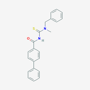 molecular formula C22H20N2OS B320388 N-[[methyl-(phenylmethyl)amino]-sulfanylidenemethyl]-4-phenylbenzamide 