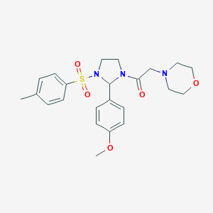 molecular formula C23H29N3O5S B320408 4-(2-{2-(4-Methoxyphenyl)-3-[(4-methylphenyl)sulfonyl]-1-imidazolidinyl}-2-oxoethyl)morpholine 