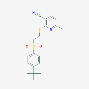 2-({2-[(4-Tert-butylphenyl)sulfonyl]ethyl}thio)-4,6-dimethylnicotinonitrile