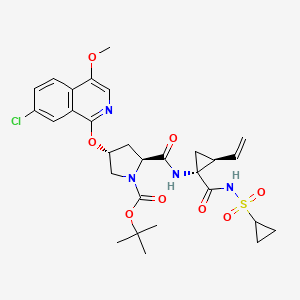 molecular formula C29H35ClN4O8S B3204110 (2S,4R)-tert-butyl 4-((7-chloro-4-Methoxyisoquinolin-1-yl)oxy)-2-(((1R,2S)-1-((cyclopropylsulfonyl)carbaMoyl)-2-vinylcyclopropyl)carbaMoyl)pyrrolidine-1-carboxylate CAS No. 1028252-17-6