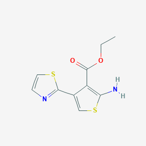 molecular formula C10H10N2O2S2 B3204154 Ethyl 2-amino-4-(thiazol-2-YL)thiophene-3-carboxylate CAS No. 1029421-23-5