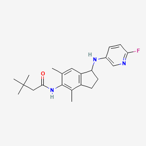 molecular formula C22H28FN3O B3204204 N-(1-((6-Fluoropyridin-3-yl)amino)-4,6-dimethyl-2,3-dihydro-1H-inden-5-yl)-3,3-dimethylbutanamide CAS No. 1030025-68-3