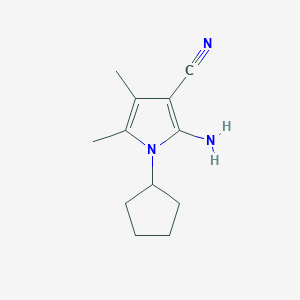 molecular formula C12H17N3 B3204214 2-amino-1-cyclopentyl-4,5-dimethyl-1H-pyrrole-3-carbonitrile CAS No. 103026-11-5