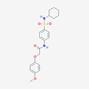 molecular formula C21H26N2O5S B320424 N-[4-(cyclohexylsulfamoyl)phenyl]-2-(4-methoxyphenoxy)acetamide 