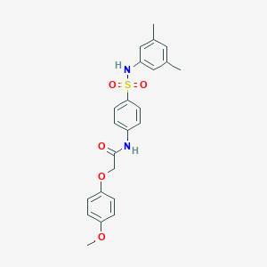 molecular formula C23H24N2O5S B320427 N-{4-[(3,5-dimethylanilino)sulfonyl]phenyl}-2-(4-methoxyphenoxy)acetamide 