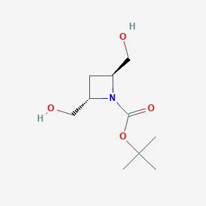 molecular formula C10H19NO4 B3204414 tert-Butyl trans-2,4-bis(hydroxymethyl)azetidine-1-carboxylate CAS No. 1036262-54-0