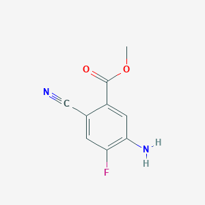 molecular formula C9H7FN2O2 B3204433 Benzoic acid, 5-amino-2-cyano-4-fluoro-, methyl ester CAS No. 1036389-88-4