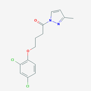 molecular formula C14H14Cl2N2O2 B320451 2,4-dichlorophenyl 4-(3-methyl-1H-pyrazol-1-yl)-4-oxobutyl ether 