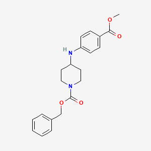 molecular formula C21H24N2O4 B3204540 Benzyl 4-(4-(methoxycarbonyl)phenylamino)piperidine-1-carboxylate CAS No. 1037834-44-8