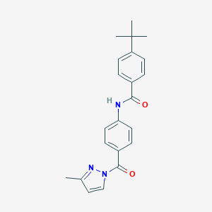 molecular formula C22H23N3O2 B320459 4-tert-butyl-N-{4-[(3-methyl-1H-pyrazol-1-yl)carbonyl]phenyl}benzamide 