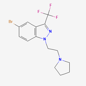 molecular formula C14H15BrF3N3 B3204654 5-Bromo-1-(2-(pyrrolidin-1-yl)ethyl)-3-(trifluoromethyl)-1H-indazole CAS No. 1039827-17-2
