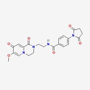 molecular formula C22H22N4O6 B3204802 4-(2,5-dioxopyrrolidin-1-yl)-N-(2-(7-methoxy-1,8-dioxo-3,4-dihydro-1H-pyrido[1,2-a]pyrazin-2(8H)-yl)ethyl)benzamide CAS No. 1040633-35-9