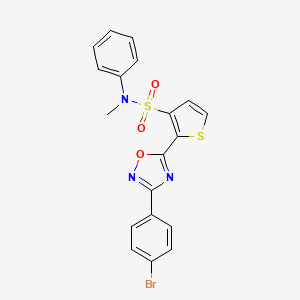 molecular formula C19H14BrN3O3S2 B3204809 2-[3-(4-bromophenyl)-1,2,4-oxadiazol-5-yl]-N-methyl-N-phenylthiophene-3-sulfonamide CAS No. 1040633-84-8