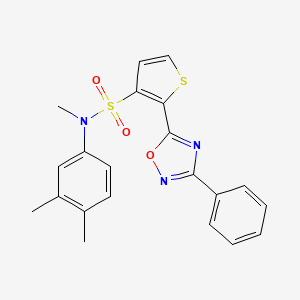 molecular formula C21H19N3O3S2 B3204811 N-(3,4-dimethylphenyl)-N-methyl-2-(3-phenyl-1,2,4-oxadiazol-5-yl)thiophene-3-sulfonamide CAS No. 1040633-97-3
