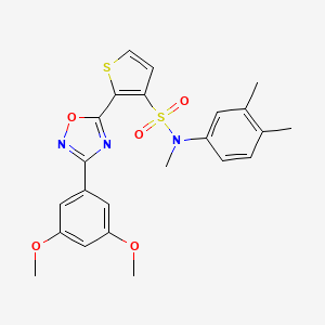 molecular formula C23H23N3O5S2 B3204816 2-[3-(3,5-dimethoxyphenyl)-1,2,4-oxadiazol-5-yl]-N-(3,4-dimethylphenyl)-N-methylthiophene-3-sulfonamide CAS No. 1040634-04-5