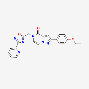 molecular formula C22H18N6O3 B3204828 2-(4-ethoxyphenyl)-5-((3-(pyridin-2-yl)-1,2,4-oxadiazol-5-yl)methyl)pyrazolo[1,5-a]pyrazin-4(5H)-one CAS No. 1040634-26-1