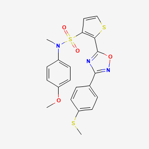 molecular formula C21H19N3O4S3 B3204845 N-(4-methoxyphenyl)-N-methyl-2-{3-[4-(methylsulfanyl)phenyl]-1,2,4-oxadiazol-5-yl}thiophene-3-sulfonamide CAS No. 1040634-47-6