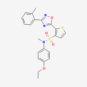 molecular formula C22H21N3O4S2 B3204851 N-(4-ethoxyphenyl)-N-methyl-2-[3-(2-methylphenyl)-1,2,4-oxadiazol-5-yl]thiophene-3-sulfonamide CAS No. 1040634-71-6